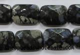 COP490 15.5 inches 13*18mm faceted rectangle natural grey opal beads