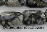 COP492 18*25mm faceted & twisted rectangle natural grey opal beads