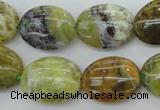 COP550 15.5 inches 15*20mm oval natural yellow & green opal beads