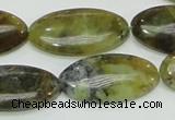 COP554 15.5 inches 15*30mm oval yellow & green natural opal beads