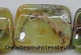 COP585 15.5 inches 45*45mm square natural yellow & green opal beads