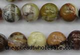 COP591 15.5 inches 14mm round natural yellow & green opal beads