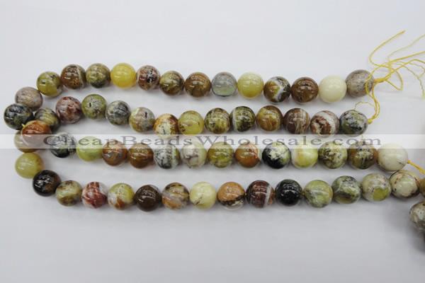 COP591 15.5 inches 14mm round natural yellow & green opal beads