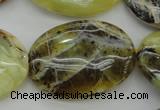 COP593 15.5 inches 25*35mm oval natural yellow & green opal beads