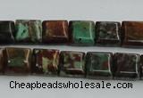 COP613 15.5 inches 10*10mm square double drilled green opal beads