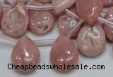 COP74 15.5 inches 13*18mm flat teardrop natural pink opal beads