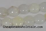 COP904 15.5 inches 12mm flat round natural white opal gemstone beads