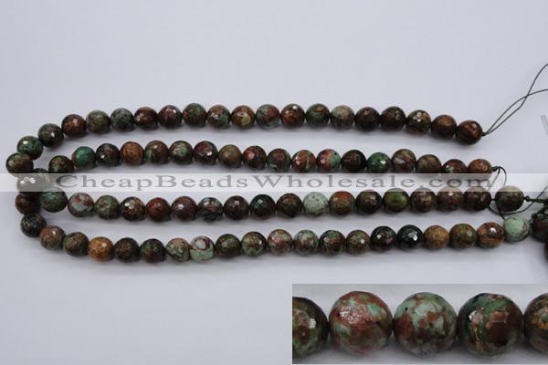 COP963 15.5 inches 10mm faceted round green opal gemstone beads