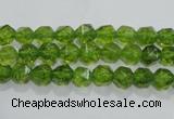 COQ115 15.5 inches 6mm faceted nuggets dyed olive quartz beads