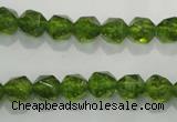 COQ116 15.5 inches 8mm faceted nuggets dyed olive quartz beads