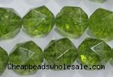 COQ119 15.5 inches 14mm faceted nuggets dyed olive quartz beads