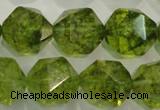 COQ120 15.5 inches 16mm faceted nuggets dyed olive quartz beads