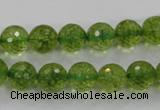 COQ16 16 inches 14mm faceted round dyed olive quartz beads wholesale