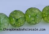 COQ18 16 inches 18mm faceted round dyed olive quartz beads wholesale