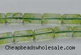 COQ22 16 inches 7*13mm column dyed olive quartz beads wholesale