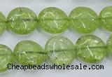 COQ25 16 inches 15mm flat round dyed olive quartz beads wholesale