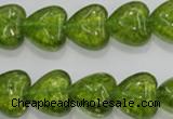 COQ33 15.5 inches 20*20mm heart dyed olive quartz beads wholesale