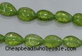 COQ40 15.5 inches 8*12mm flat teardrop dyed olive quartz beads