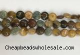 COS243 15.5 inches 10mm flat round ocean stone beads wholesale