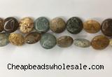 COS246 15.5 inches 16mm flat round ocean stone beads wholesale