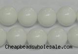 CPB06 15.5 inches 14mm round white porcelain beads wholesale