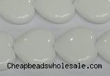 CPB106 15.5 inches 20*20mm heart white porcelain beads wholesale