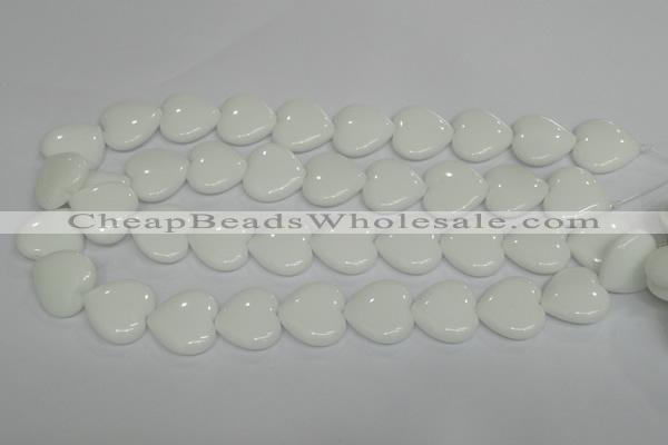 CPB106 15.5 inches 20*20mm heart white porcelain beads wholesale