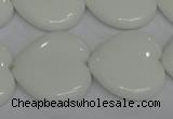 CPB107 15.5 inches 25*25mm heart white porcelain beads wholesale