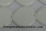 CPB108 15.5 inches 30*30mm heart white porcelain beads wholesale