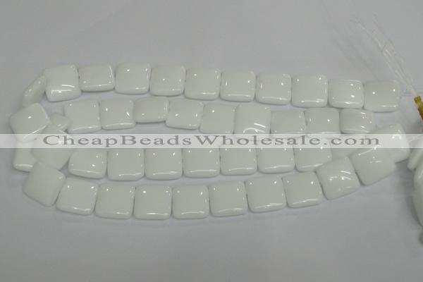 CPB115 15.5 inches 20*20mm square white porcelain beads wholesale