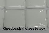 CPB116 15.5 inches 25*25mm square white porcelain beads wholesale