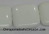 CPB117 15.5 inches 30*30mm square white porcelain beads wholesale