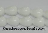 CPB22 15.5 inches 10*14mm teardrop white porcelain beads wholesale