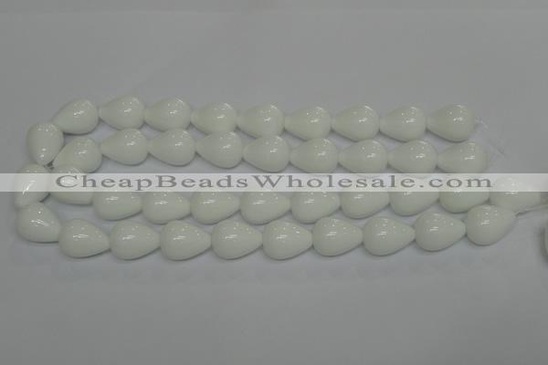 CPB25 15.5 inches 15*20mm teardrop white porcelain beads wholesale