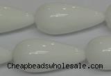 CPB27 15.5 inches 10*30mm teardrop white porcelain beads wholesale