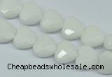 CPB310 15 inches 12*12mm faceted heart white porcelain beads