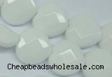 CPB312 15 inches 16*16mm faceted heart white porcelain beads