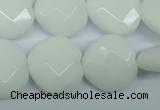 CPB313 15 inches 18*18mm faceted heart white porcelain beads