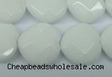 CPB314 15 inches 20*20mm faceted heart white porcelain beads