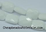 CPB328 15 inches 10*14mm faceted rectangle white porcelain beads