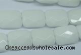 CPB329 15 inches 12*16mm faceted rectangle white porcelain beads