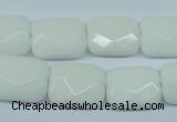 CPB330 15 inches 13*18mm faceted rectangle white porcelain beads