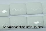 CPB331 15 inches 15*20mm faceted rectangle white porcelain beads