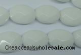 CPB337 15 inches 12*16mm faceted oval white porcelain beads