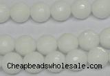 CPB34 15.5 inches 10mm faceted round white porcelain beads wholesale