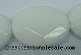 CPB342 15 inches 30*40mm faceted oval white porcelain beads