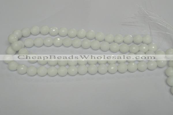 CPB35 15.5 inches 12mm faceted round white porcelain beads wholesale