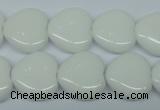 CPB350 15 inches 12*12mm heart white porcelain beads wholesale