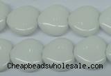 CPB351 15 inches 14*14mm heart white porcelain beads wholesale