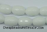 CPB355 15 inches 8*12mm faceted drum white porcelain beads wholesale